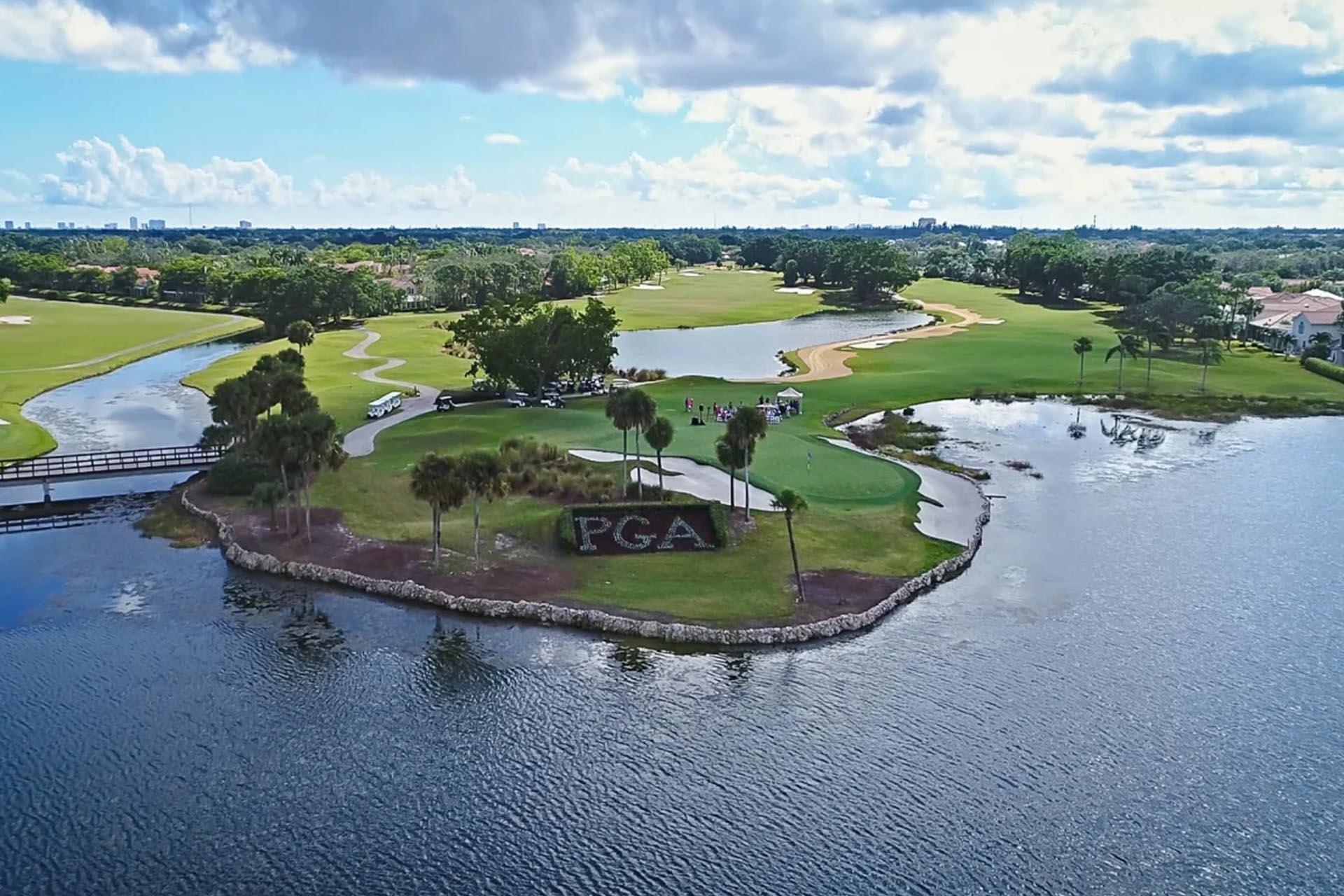 Aerial view of the PGA National signed designed into the course
