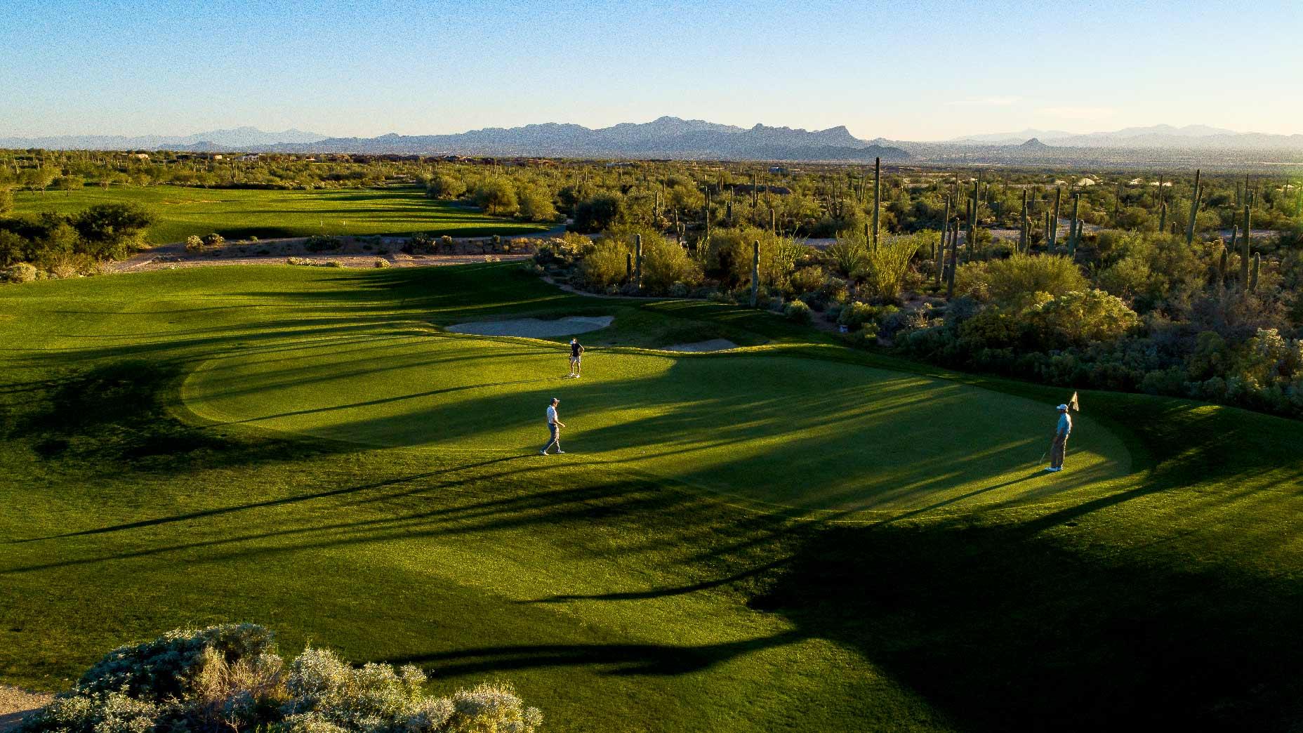 Overhead view of a wide well maintained fairway