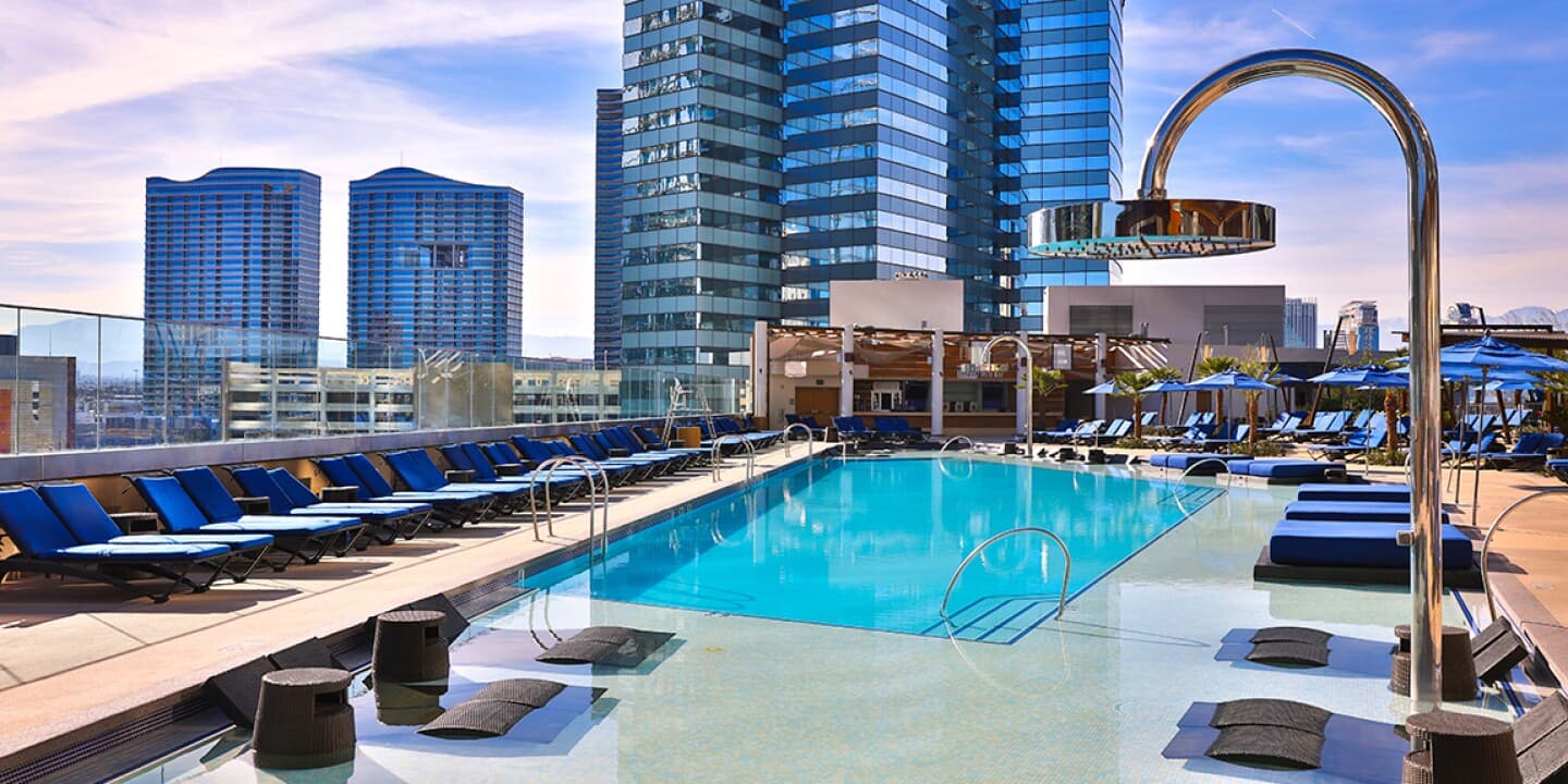Outdoor rooftop swimming pool at the hotel