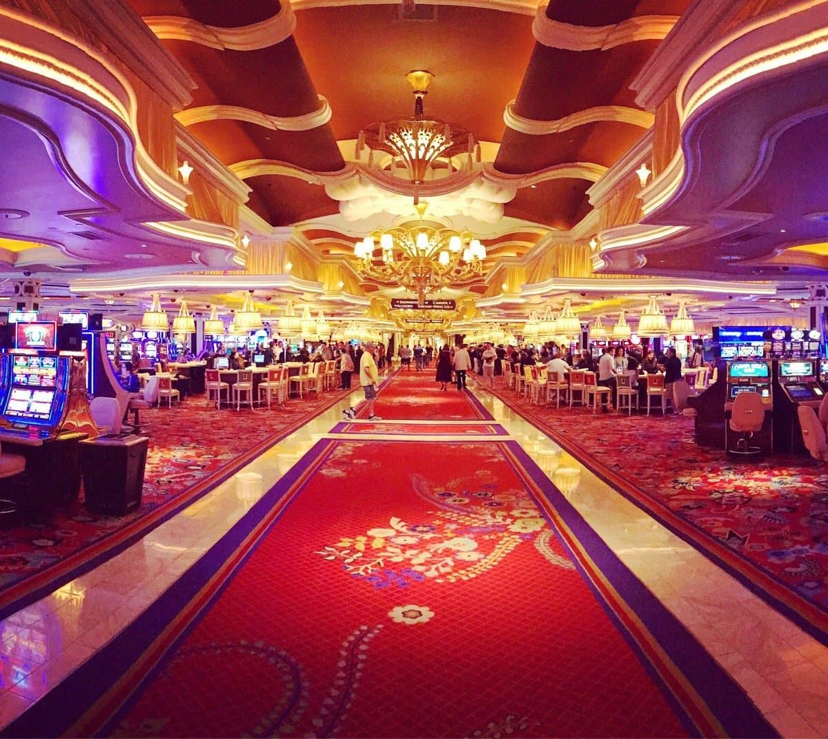 Casino as part of the resort following a red carpet design