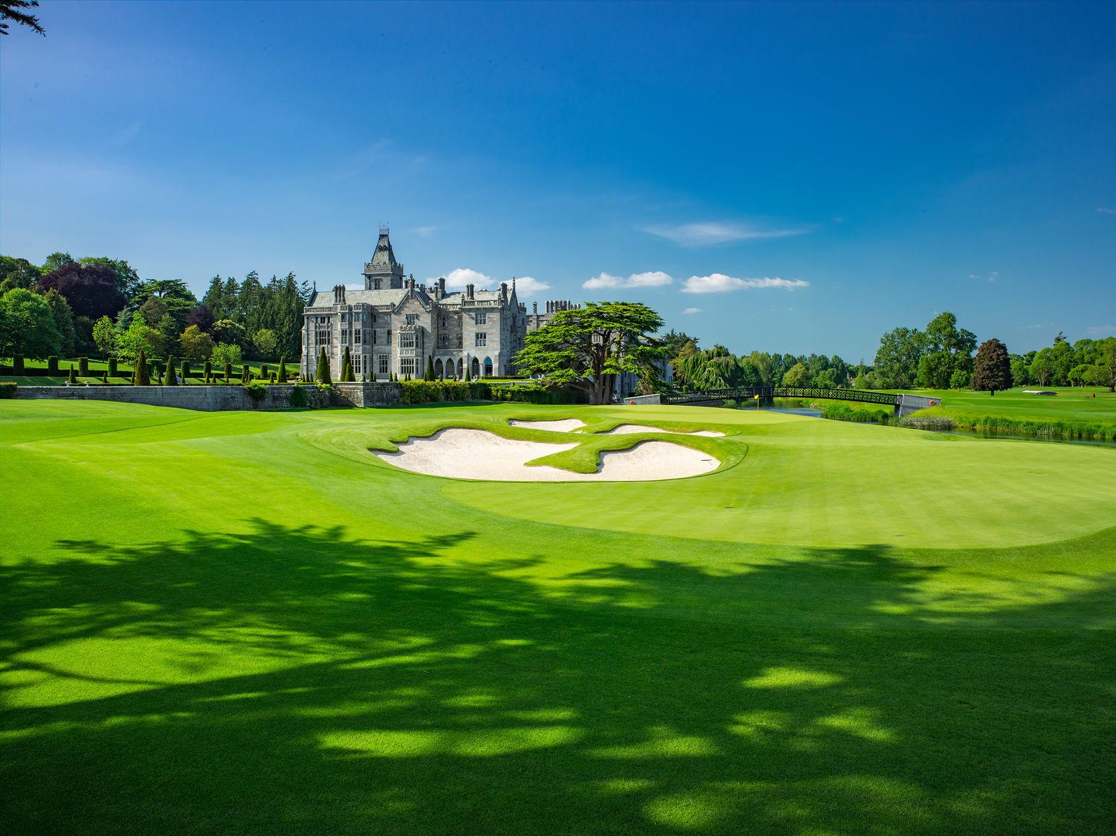 Sand bunker near Adare Manor’s castle-like clubhouse.