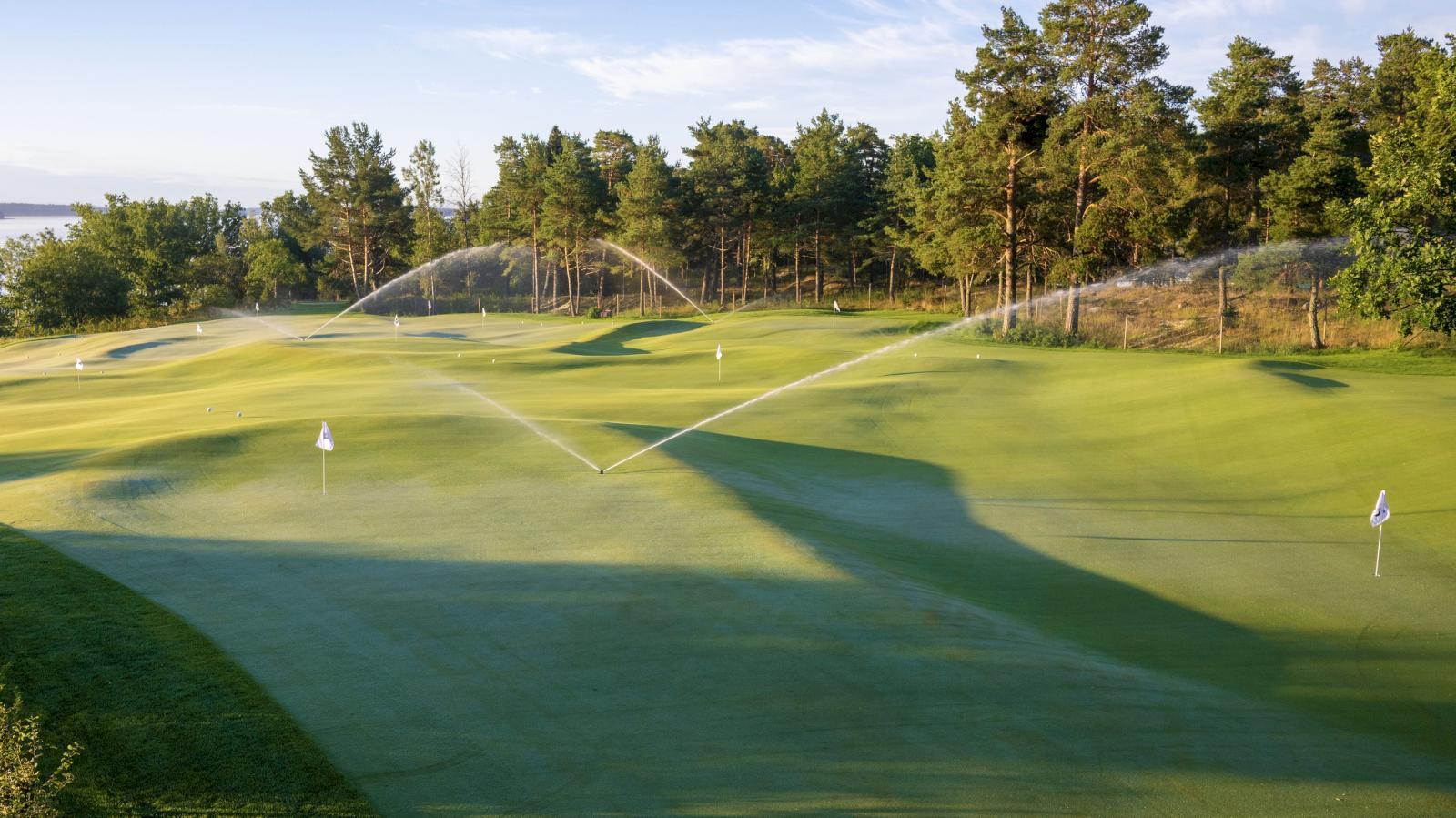 Water sprinklers keeping The Stadium Course well maintained