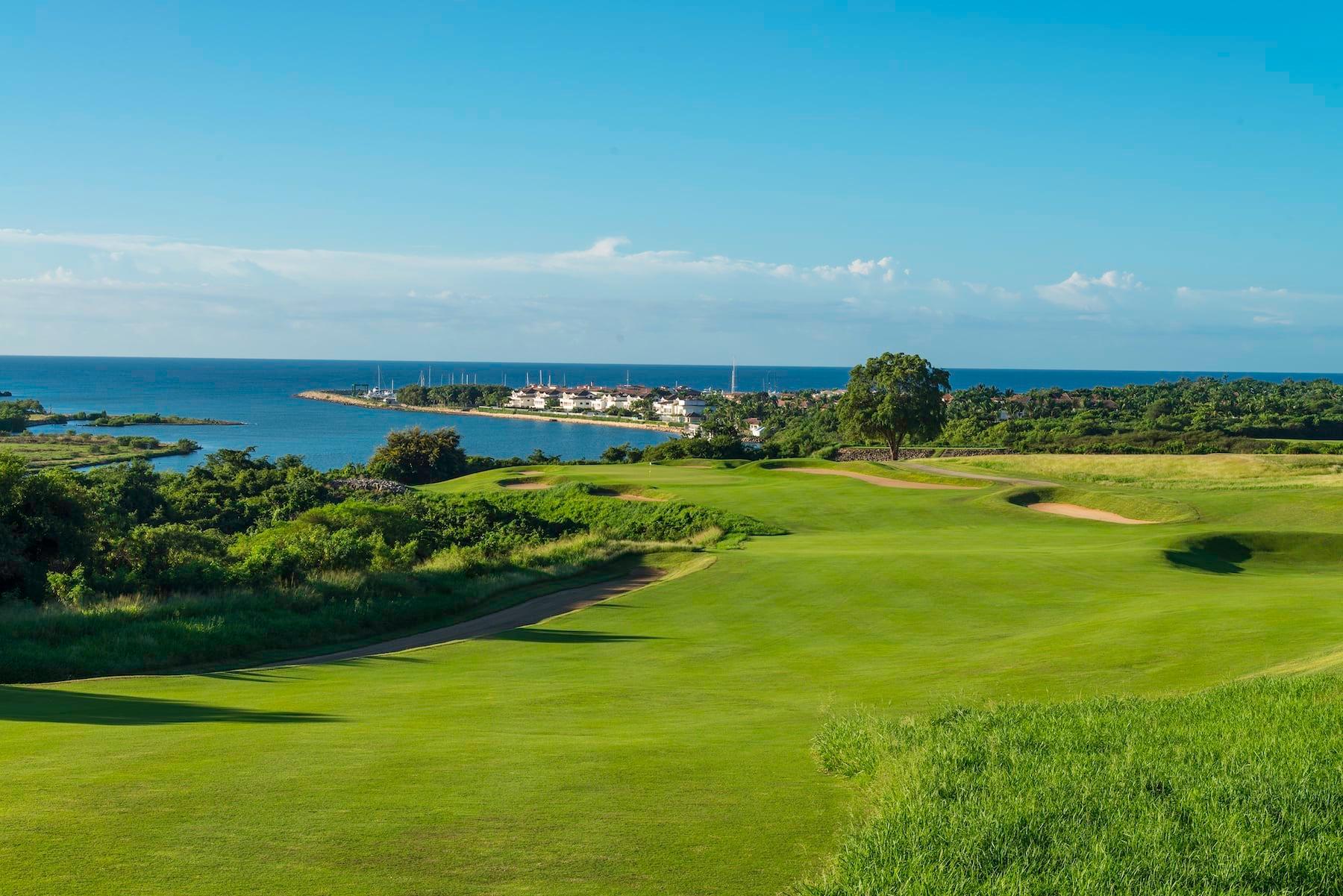 Manicured green placed next to a smooth green with sea views