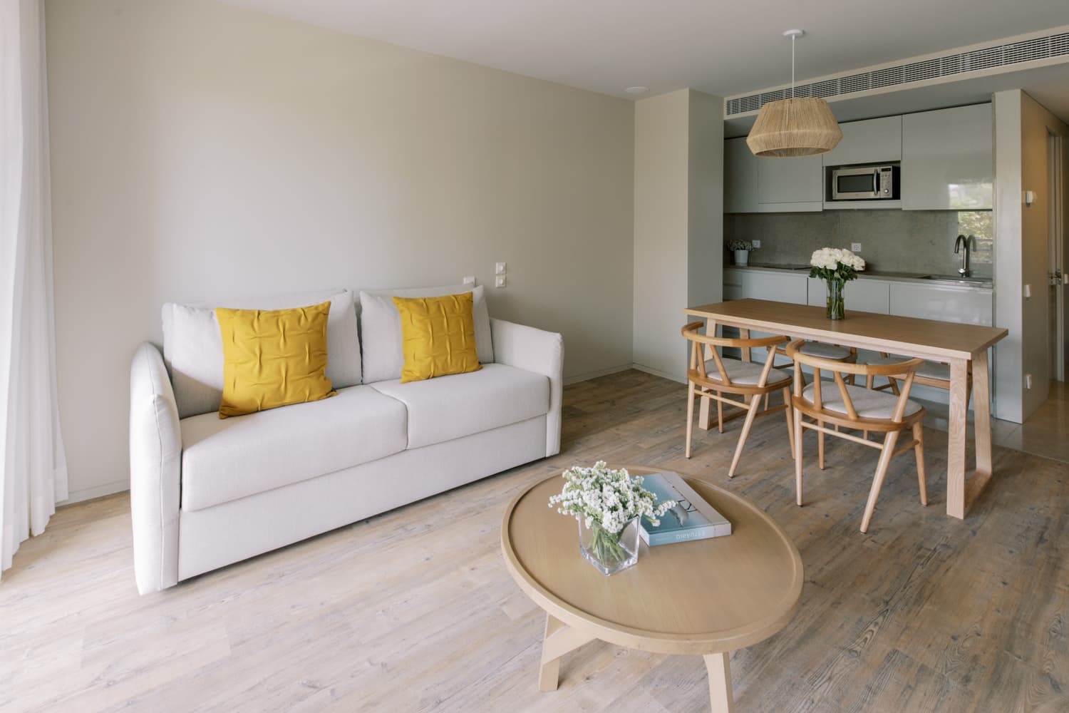 Living room and kitchen area