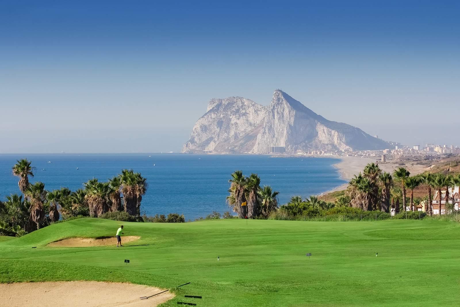 The Rock of Gibraltar clearly visible in the background