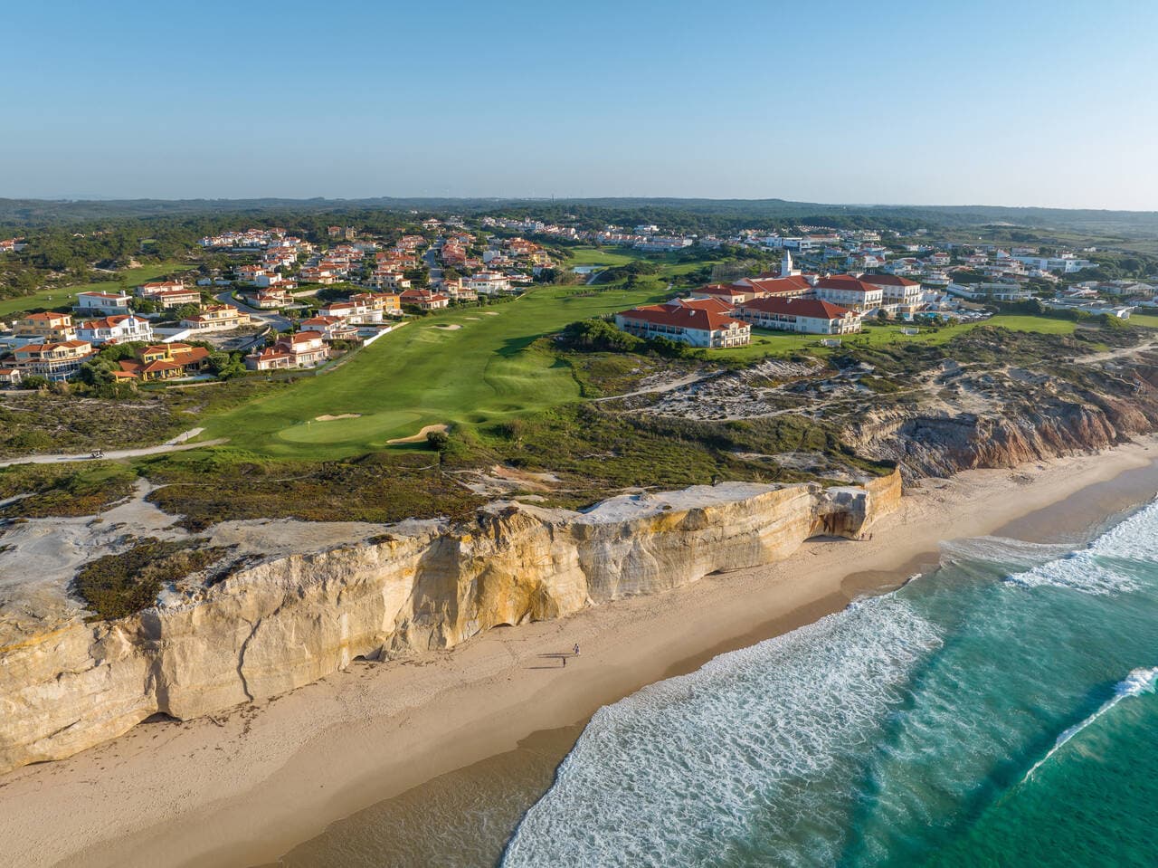 Aerial view of the resort overlooking the beach