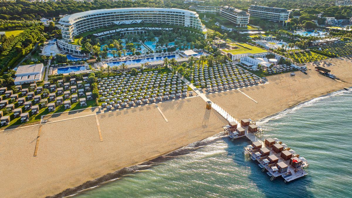 Aerial view of the resort and the beach