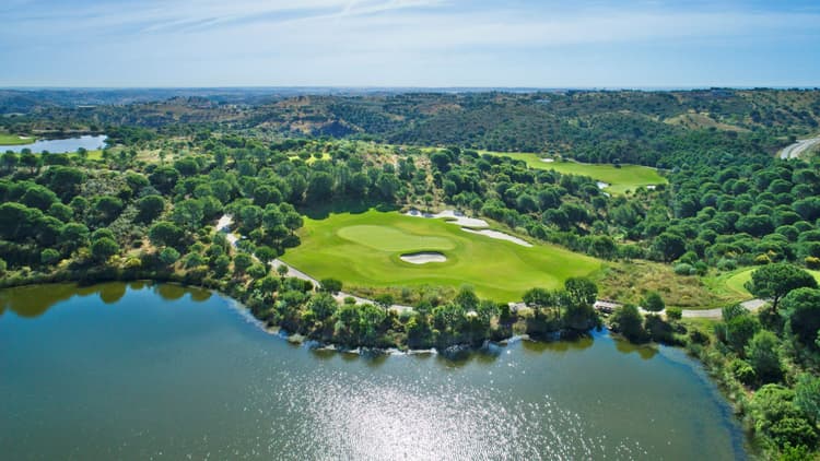 Aerial view of a Par 3 surrounded by trees