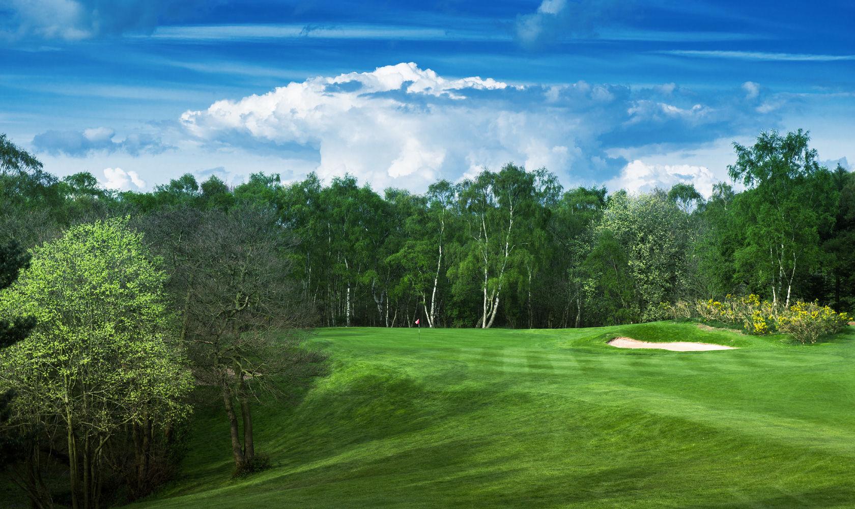 Well maintained greens under blue skies at the Moor Allerton Golf Club