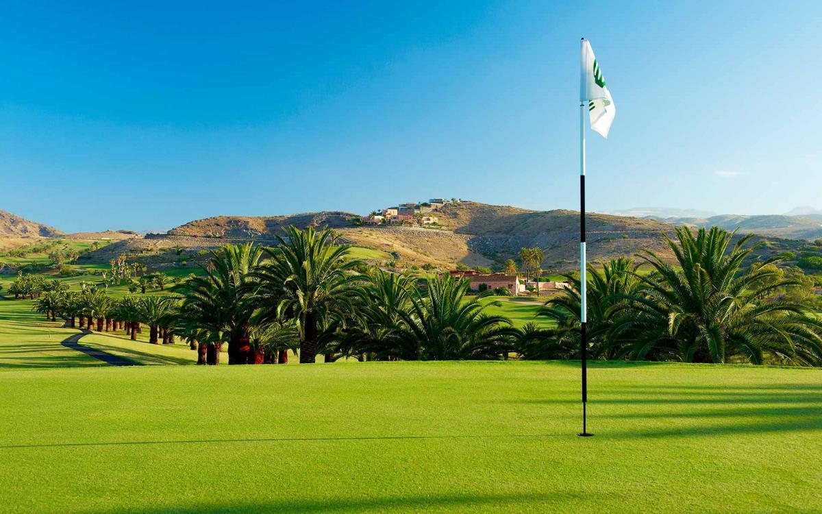 Pristine green with hills in the background
