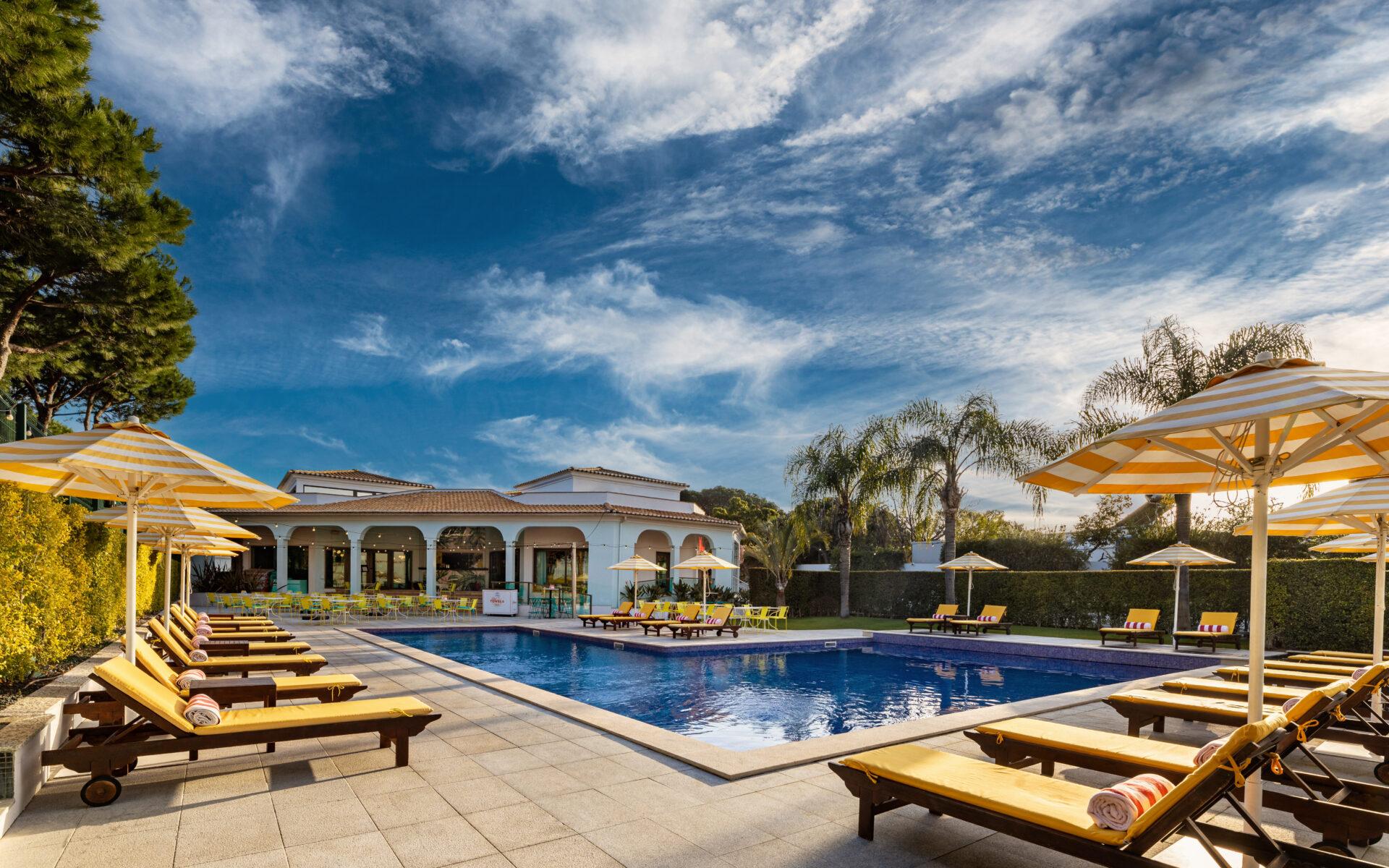 Outdoor swimming pool area