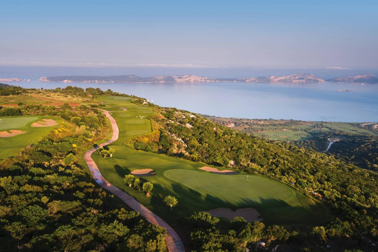 Elevated golf holes offering sweeping views of the coastline and ocean.