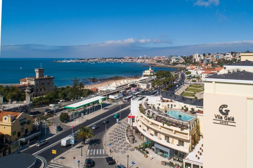 Aerial view of the bay from the hotel