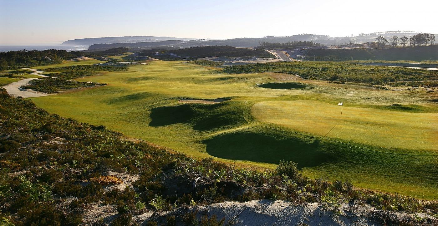 Undulating fairway leading to the green