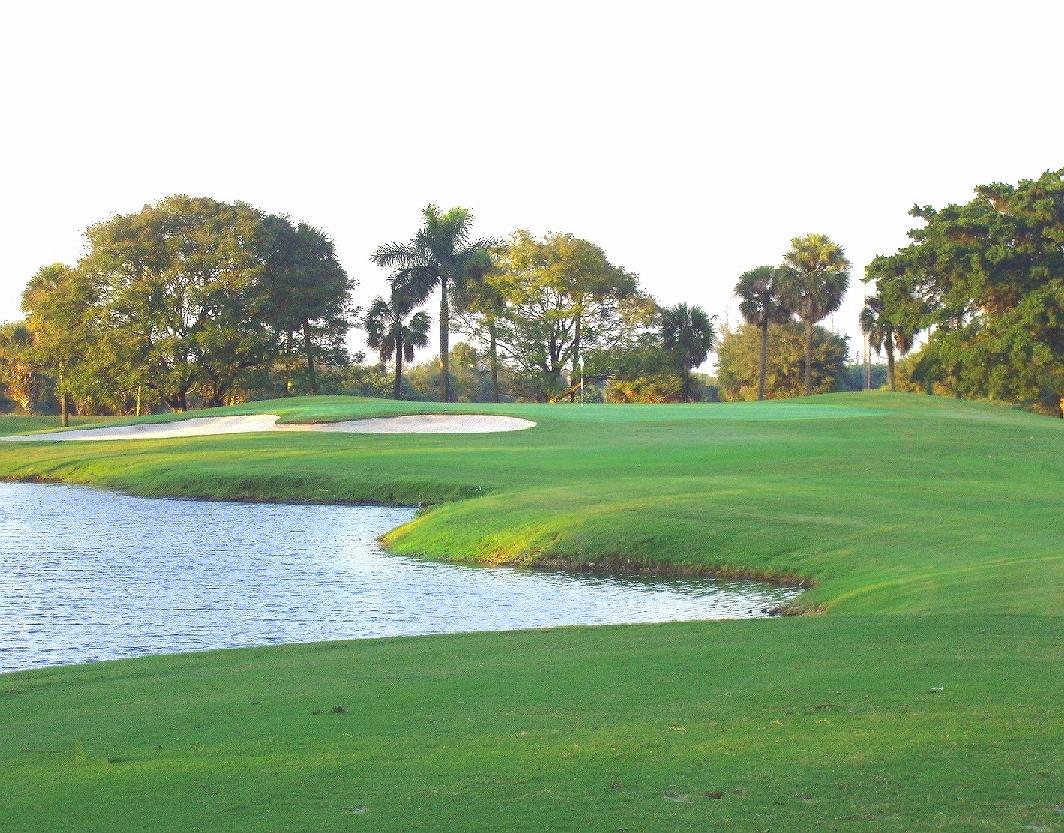 Fairway with a lake to the side