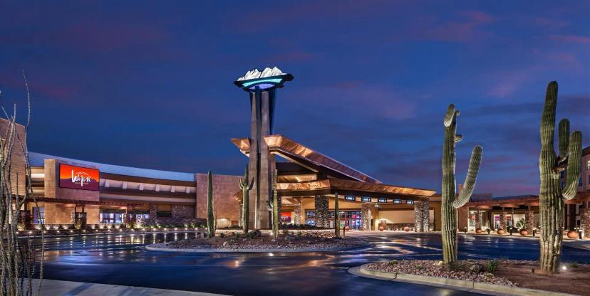 Exterior view of the front entrance to the casino resort