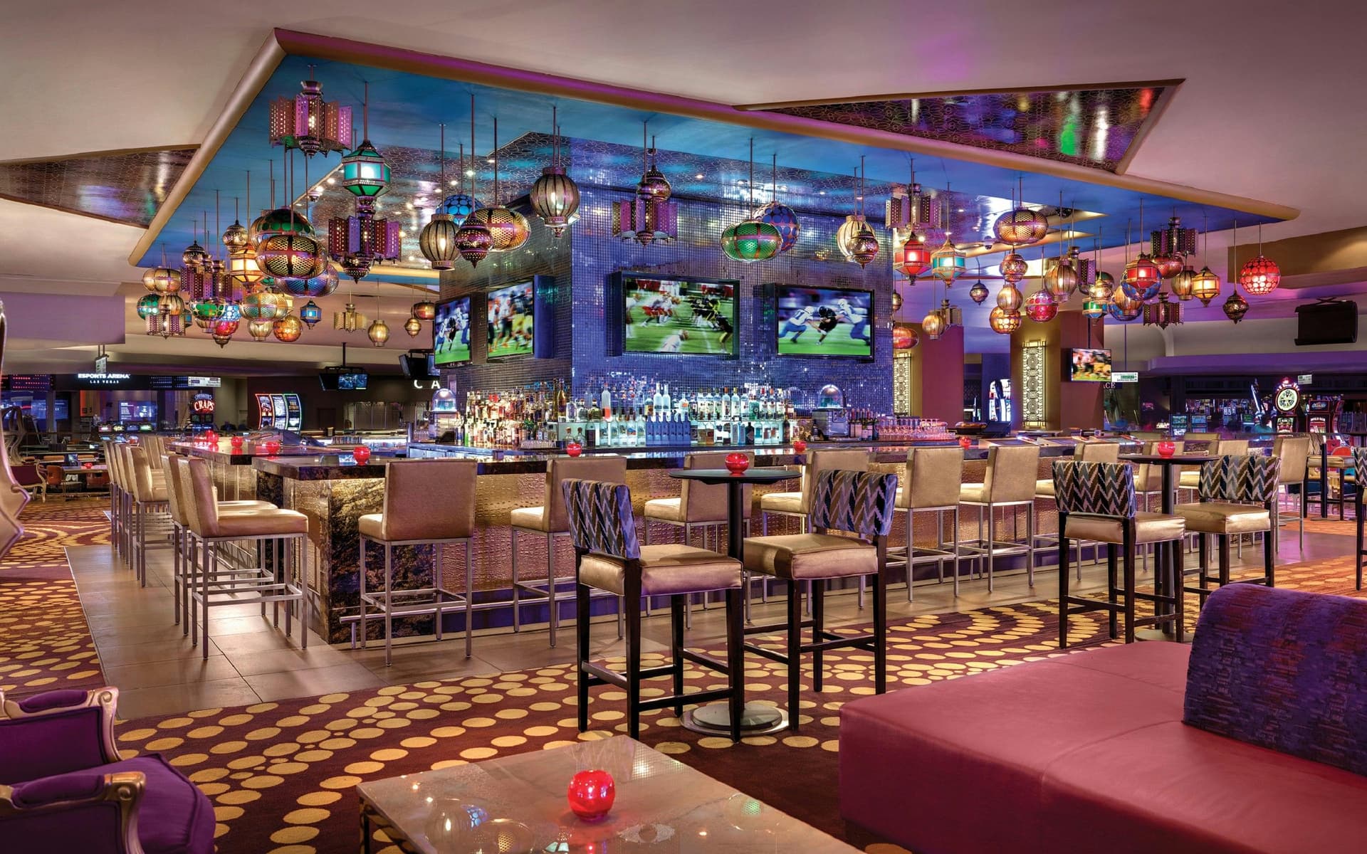 Bar at the casino resort with a eye catching design and LED lights