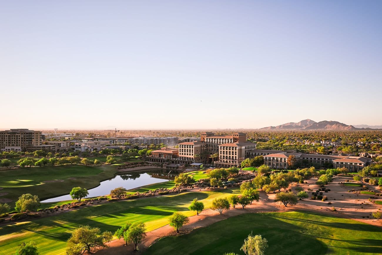 Aerial view of the Westin Kierland Resort overlooking the course