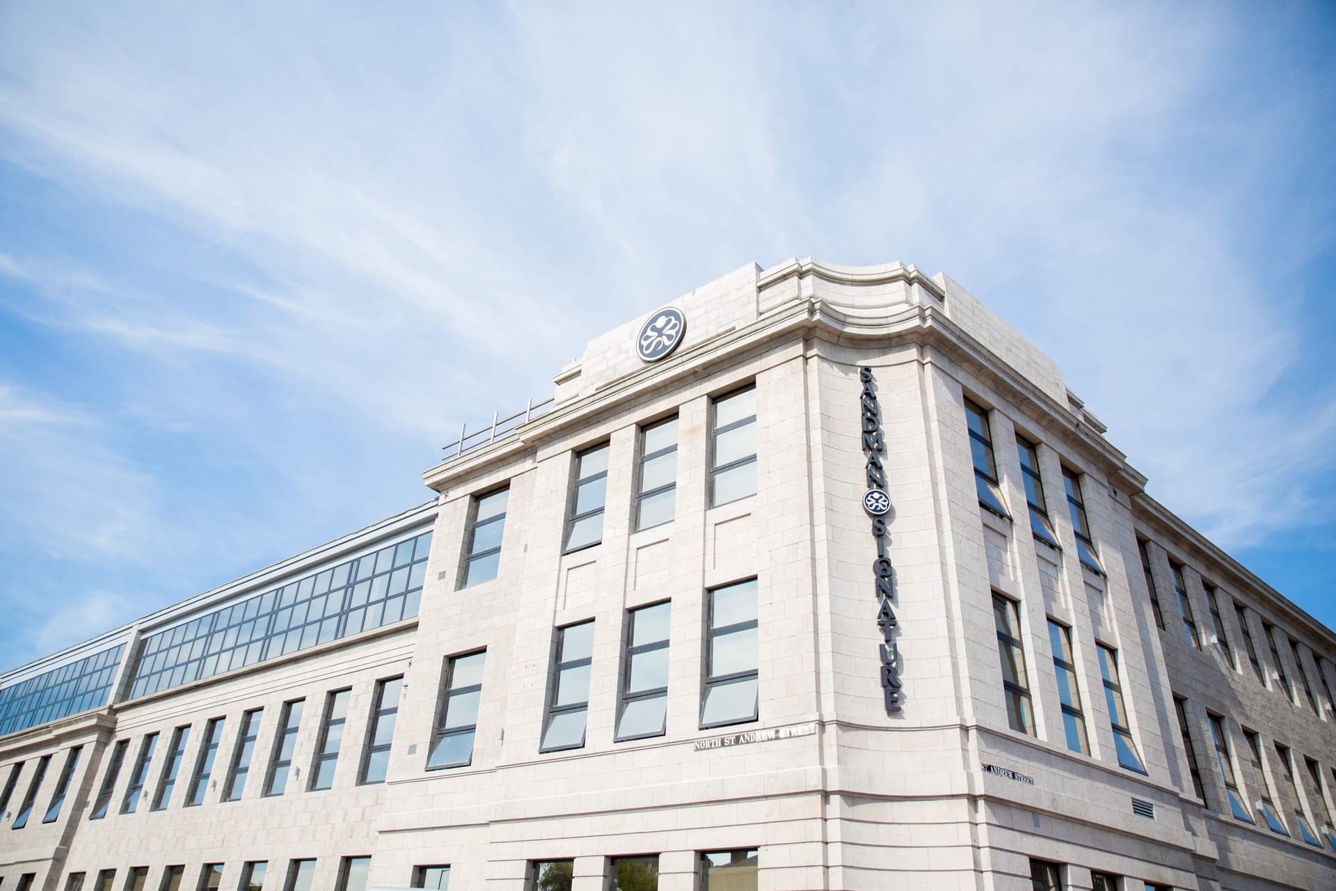 Panoramic view of the Sandman Signature Aberdeen Hotel building