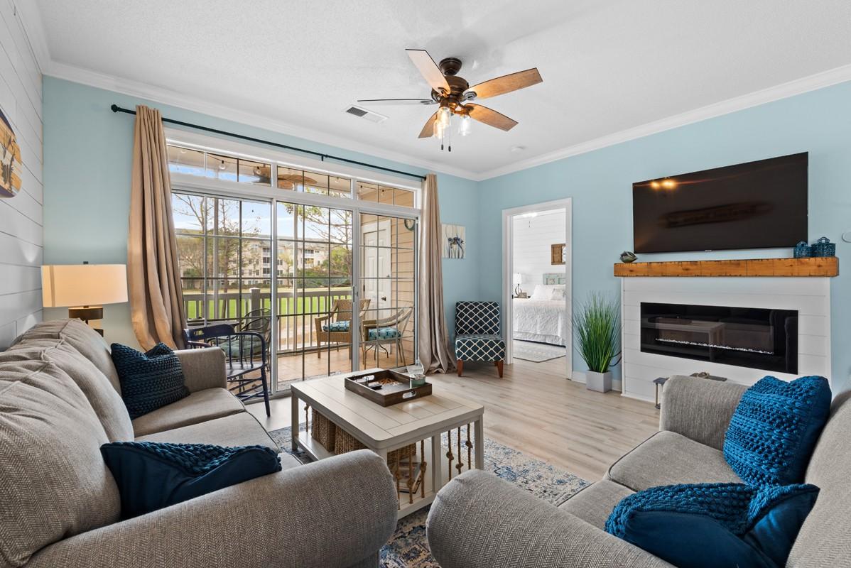 Modern living room with a balcony