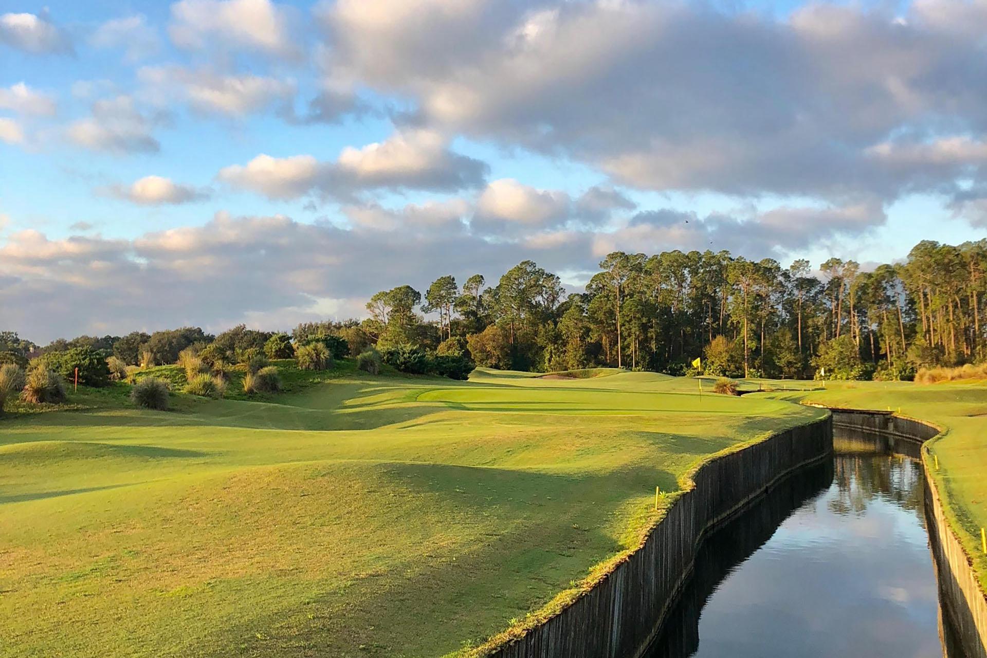 The Grand Cypress course elevated from a river that runs through the course