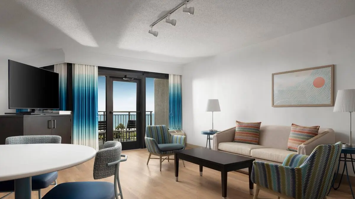 Modern living toom as part of a room at the hotel