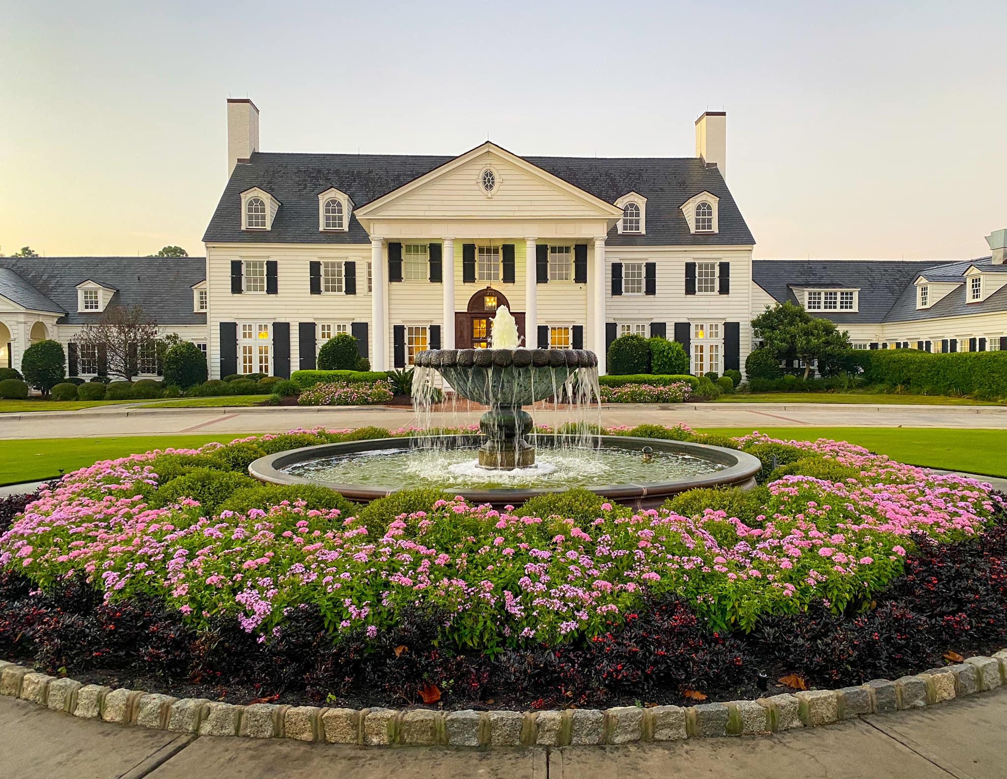 Water fountain in the drive outside the clubhouse