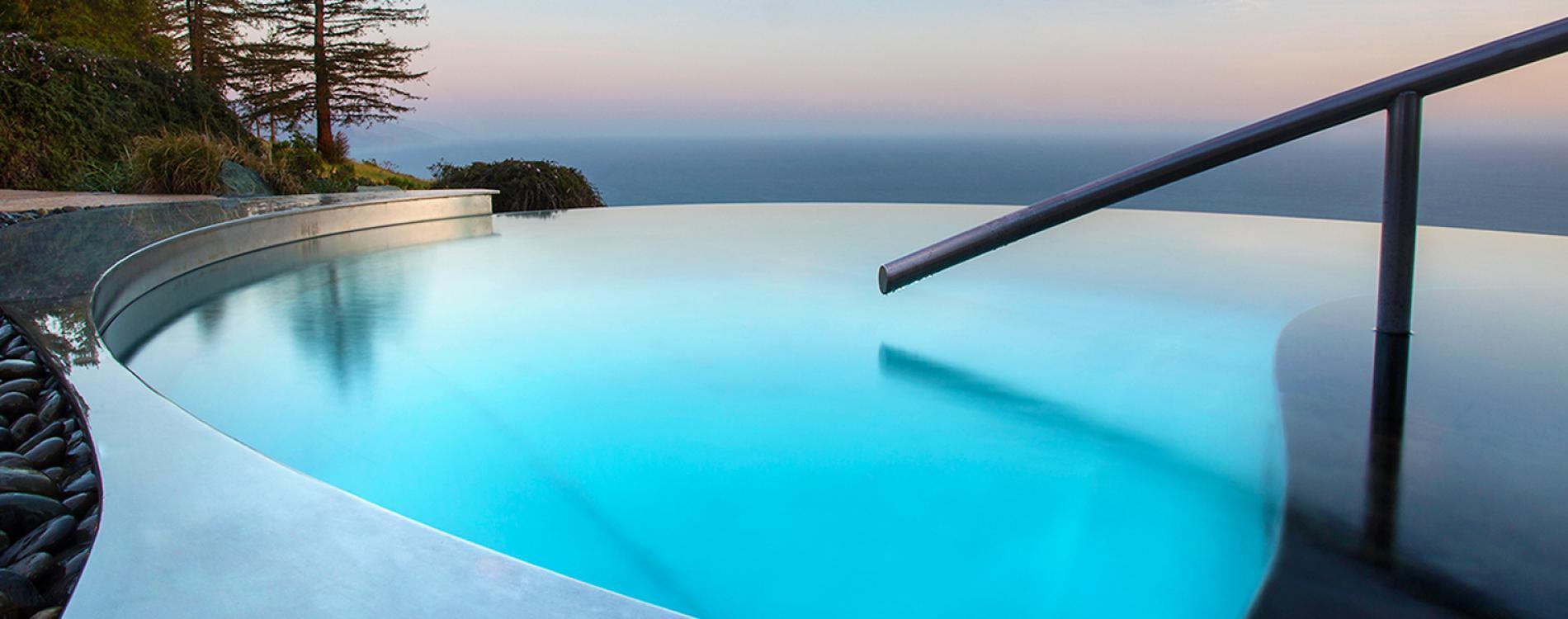 Infinity pool at the hotel with views of the sea