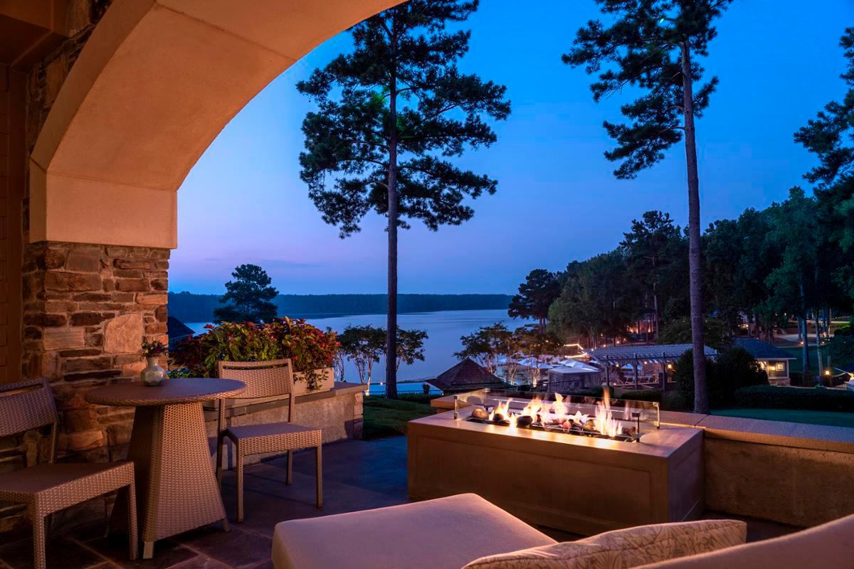 Fire pit at the Ritz Carlton Lake Oconee with ocean views