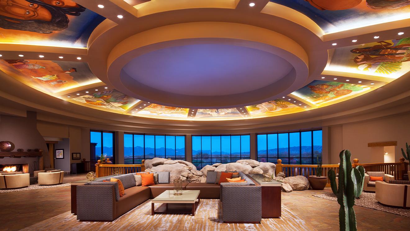 Lounging area inside the resort building