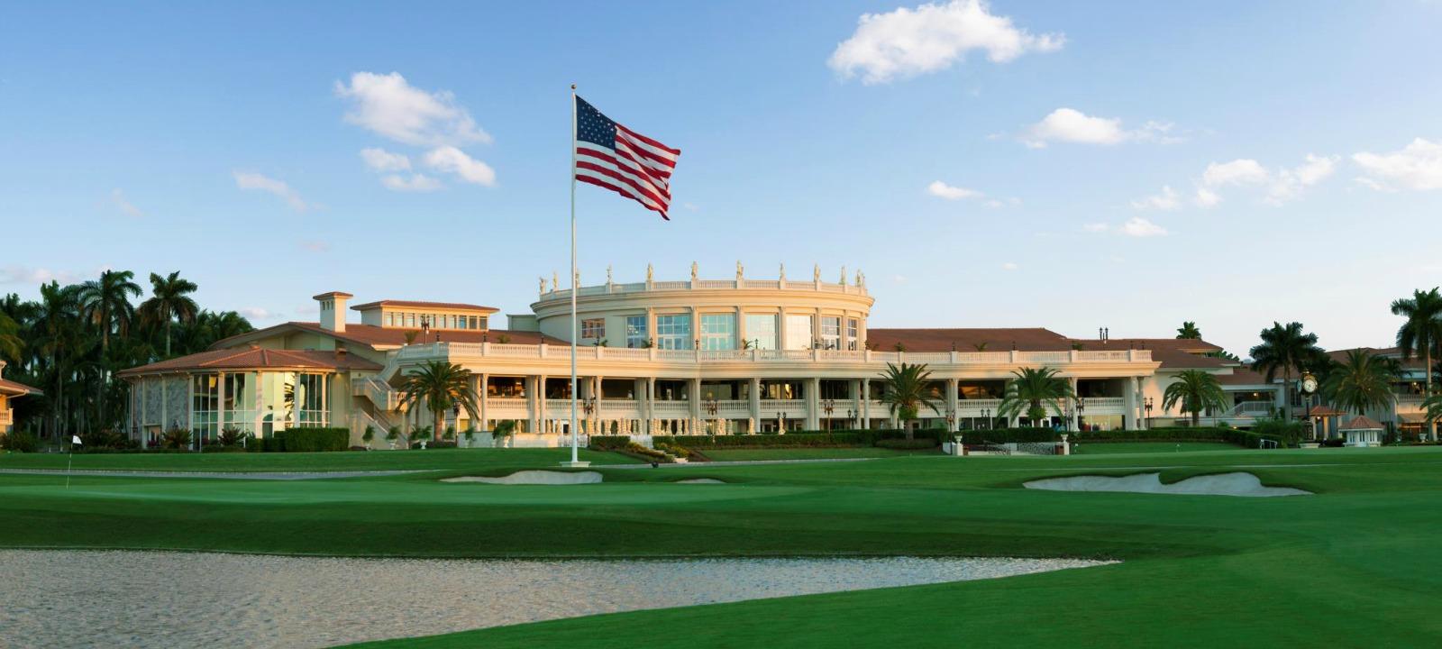 Resort building over looking the course nestled with sand bunkers