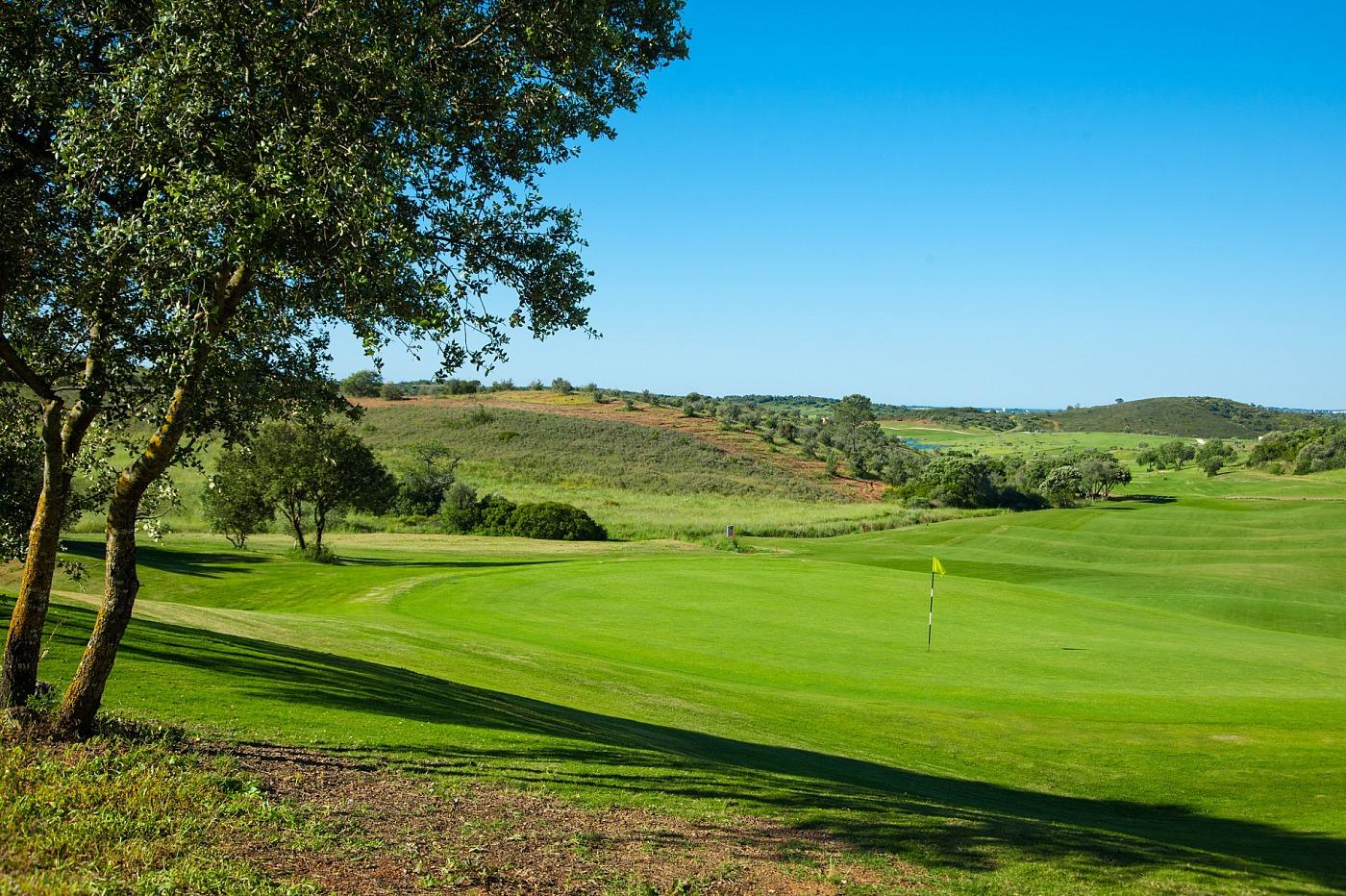 Undulating fairway leading to the green