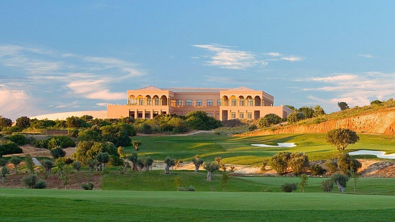 View of the Amendoeira clubhouse overlooking the course