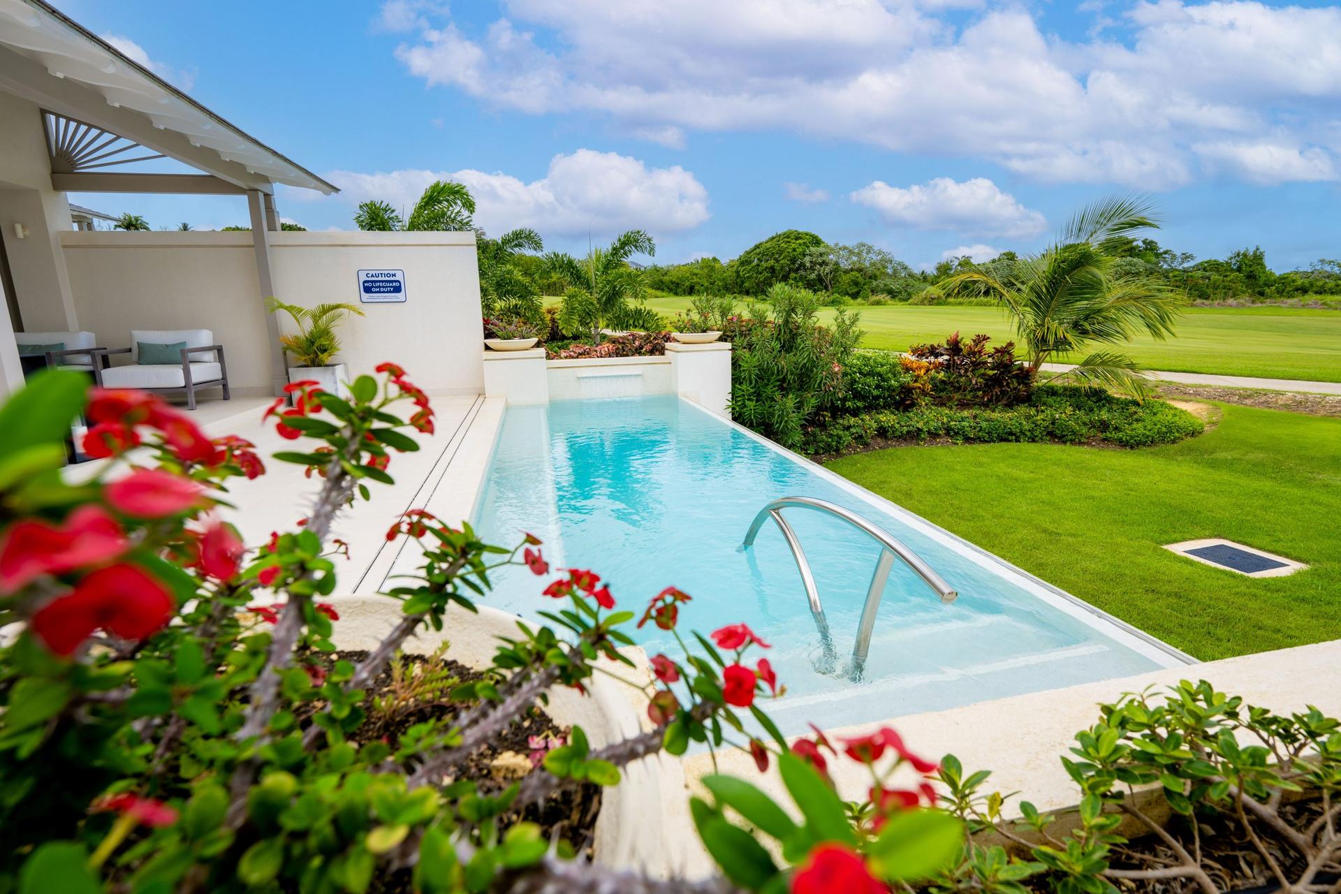 A personal swimming pool as part of a lodge at Apes Hill Resort