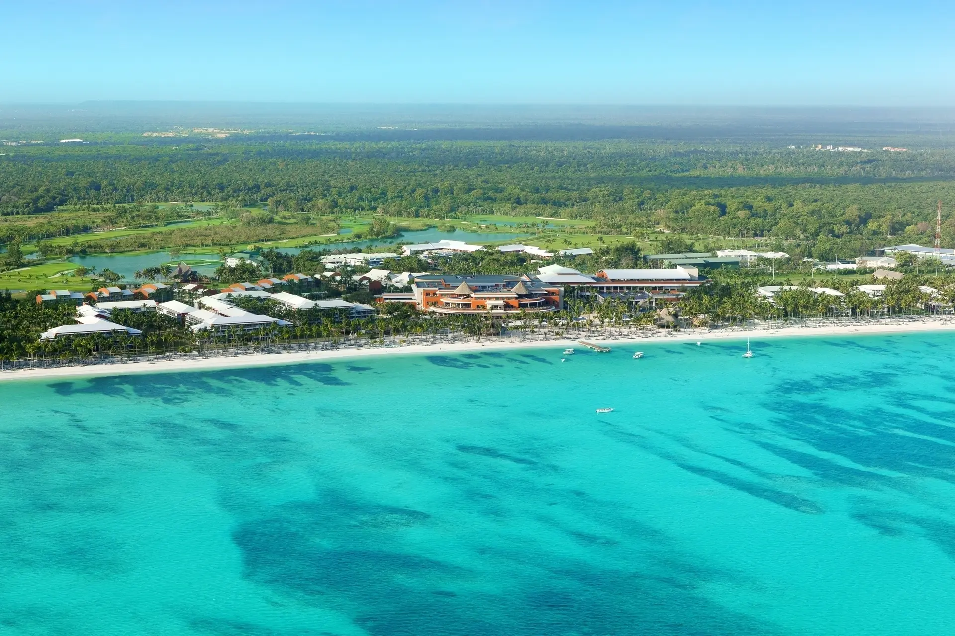 Birdseye view of the beach front Barcelo Bavaro Resort