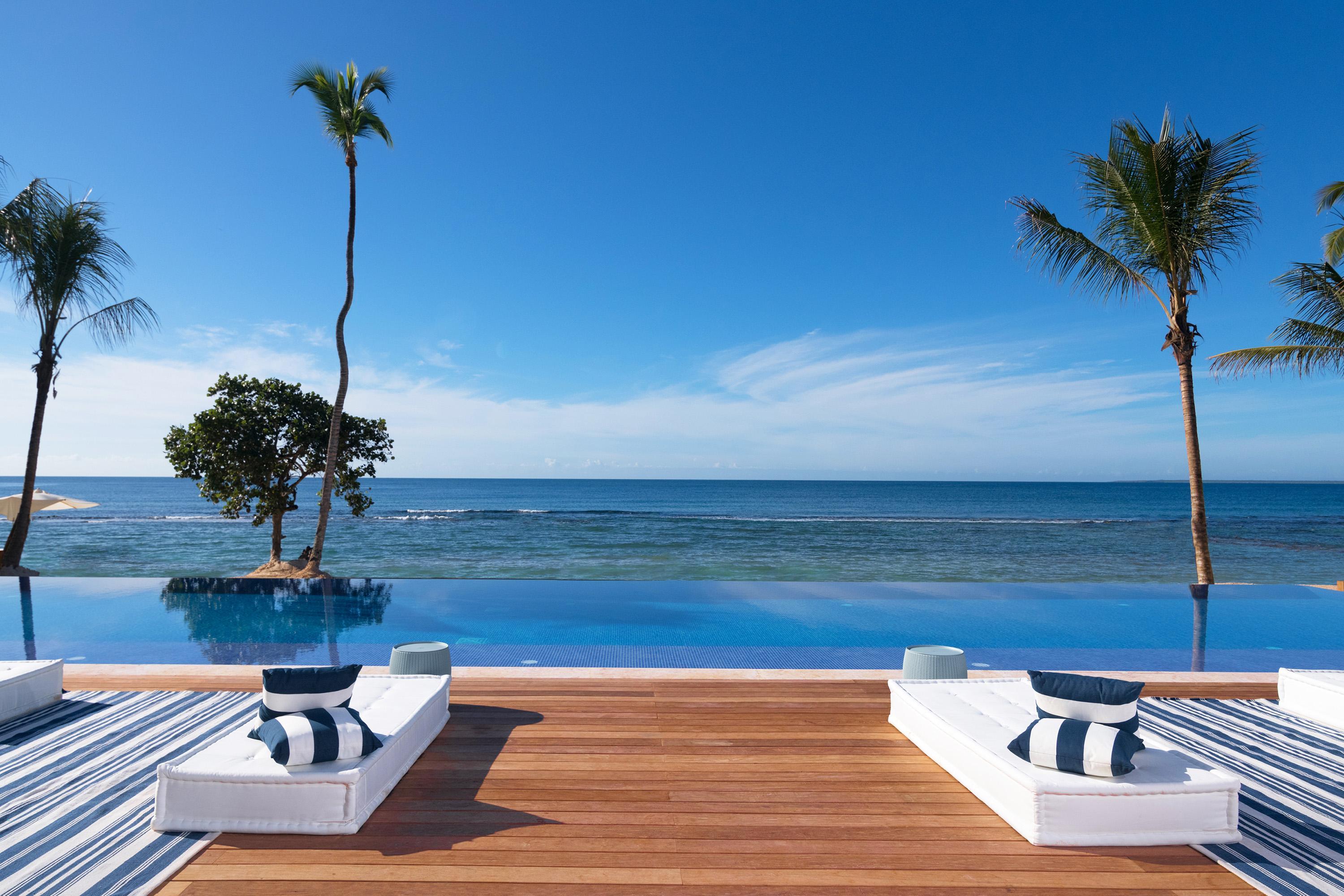 Sea views from the infinity pool at Casa De Campo