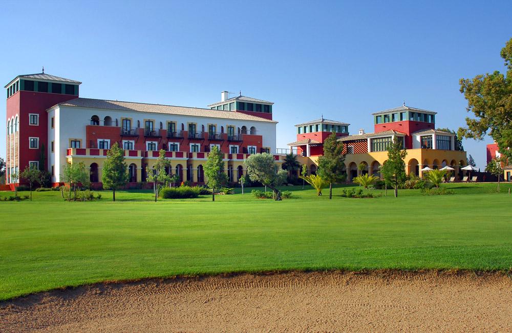 Pristine fairway with the hotel in the background
