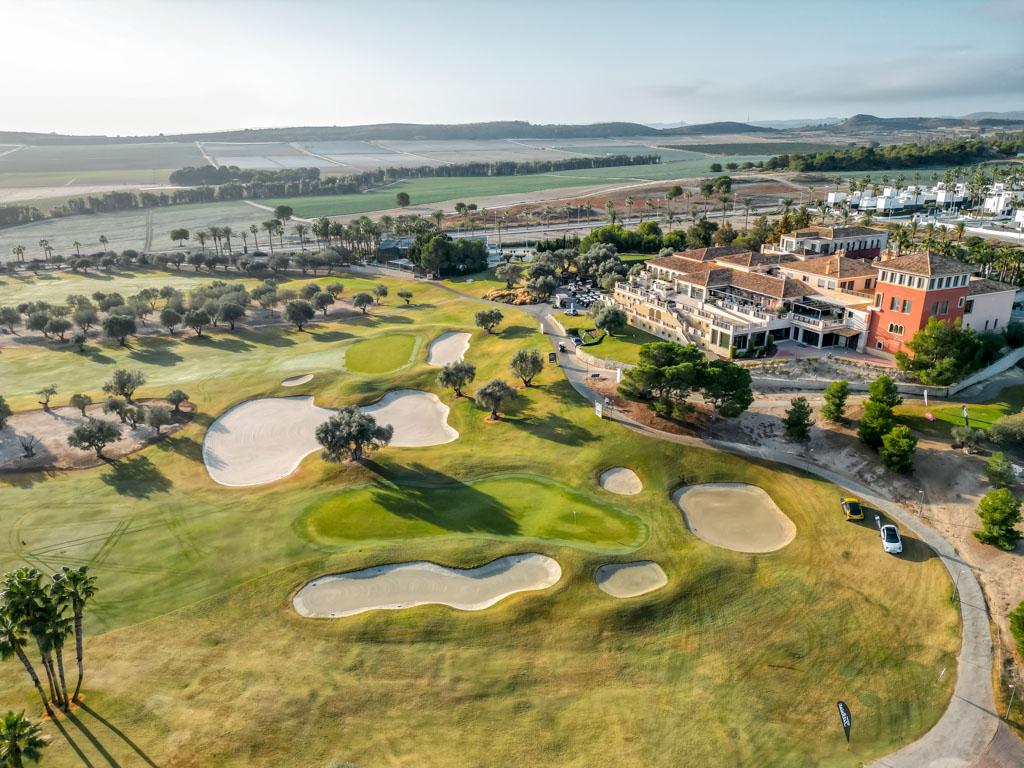 Aerial view of undulating greens