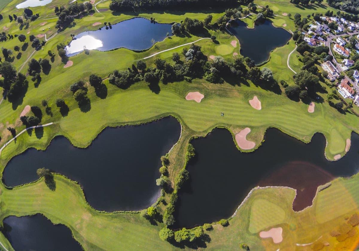 Birdseye view of the Limuru Country Club with large water hazards