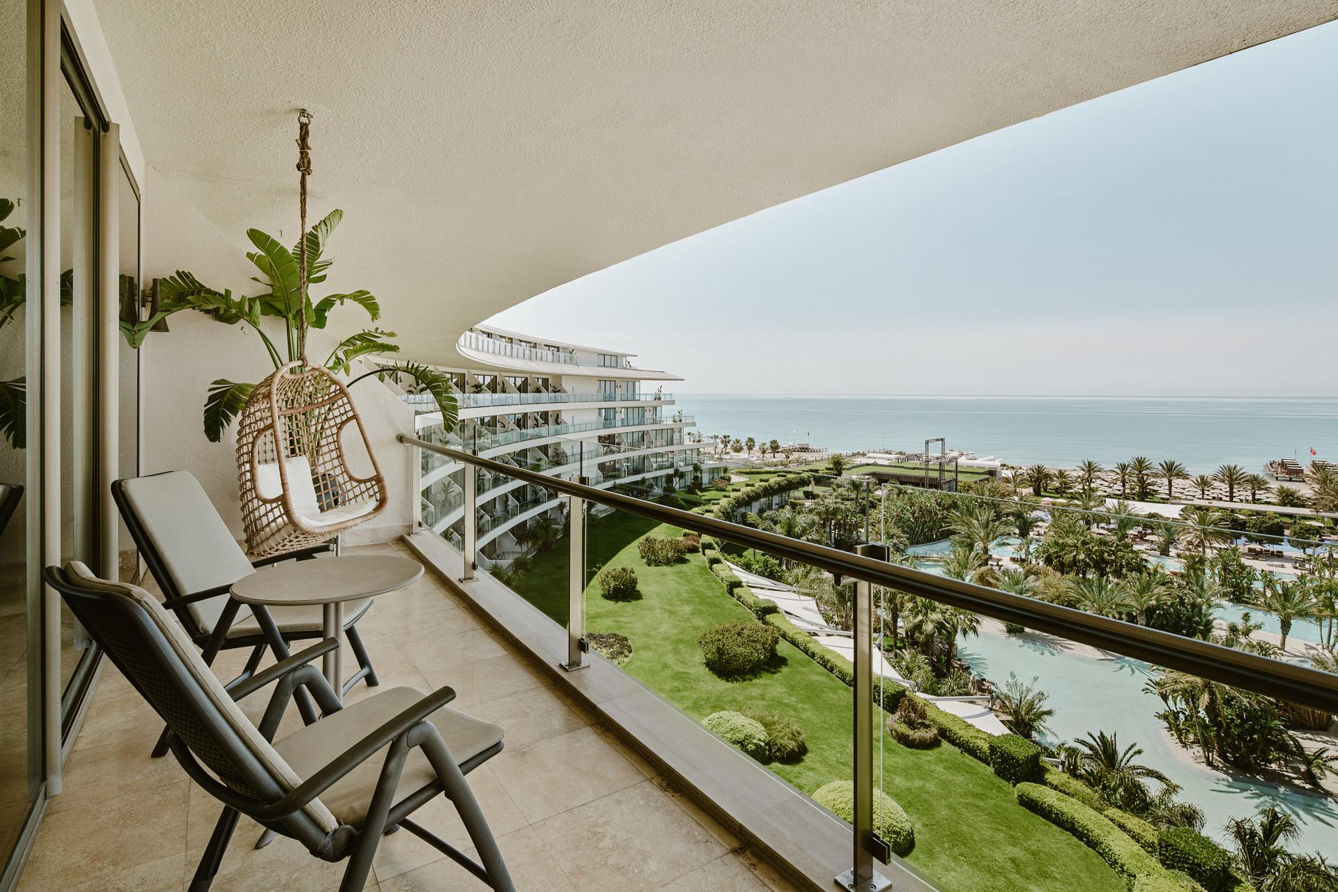 Balcony view of the outside swimming pool area