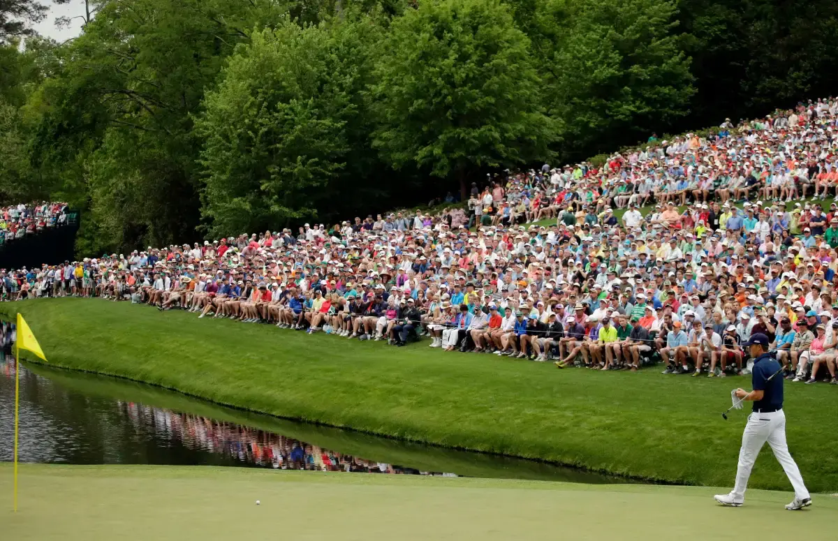 Guests spectating Moving Day at The Masters