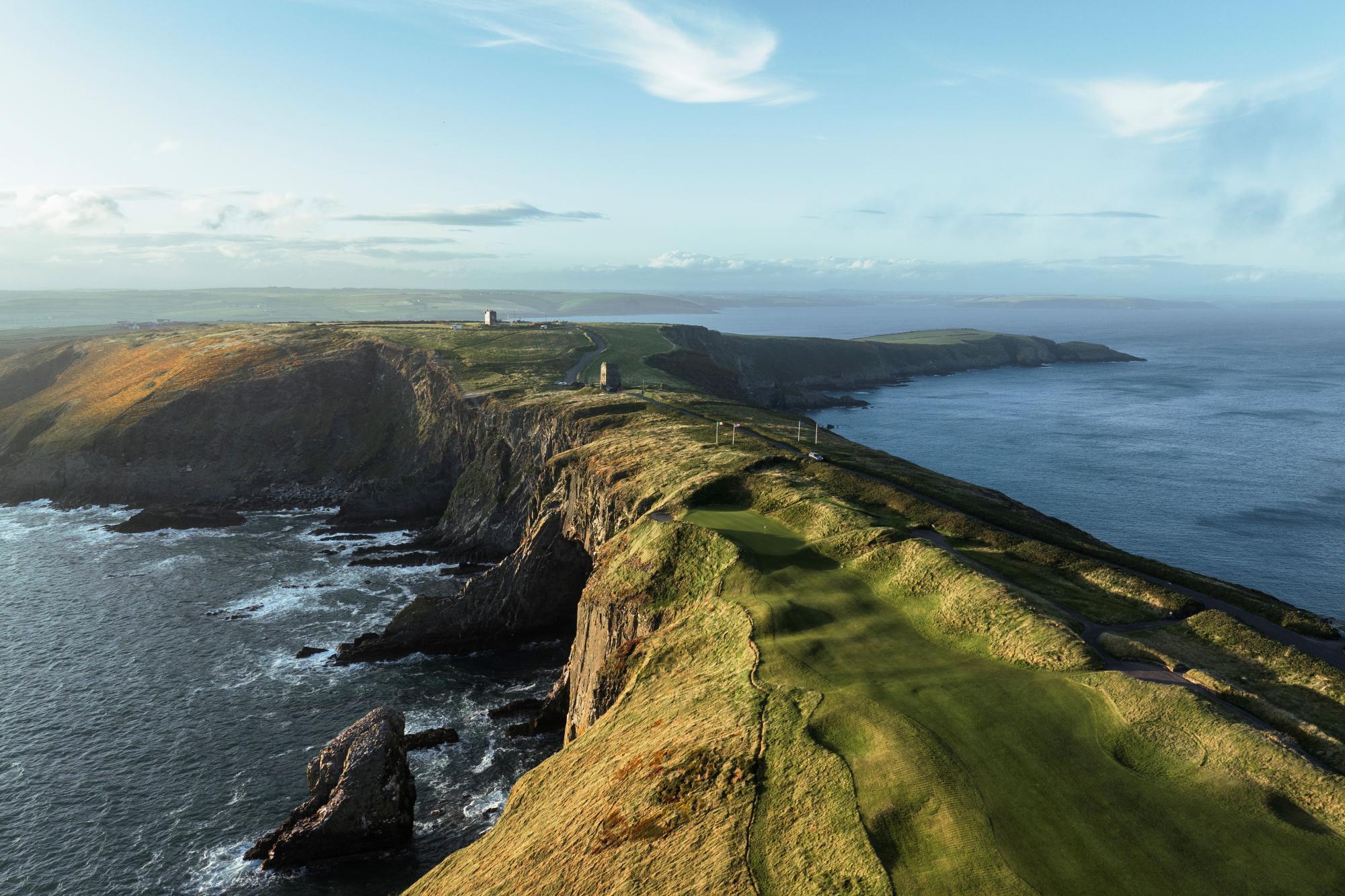 A dramatic coastline with a fairway perched on the edge.