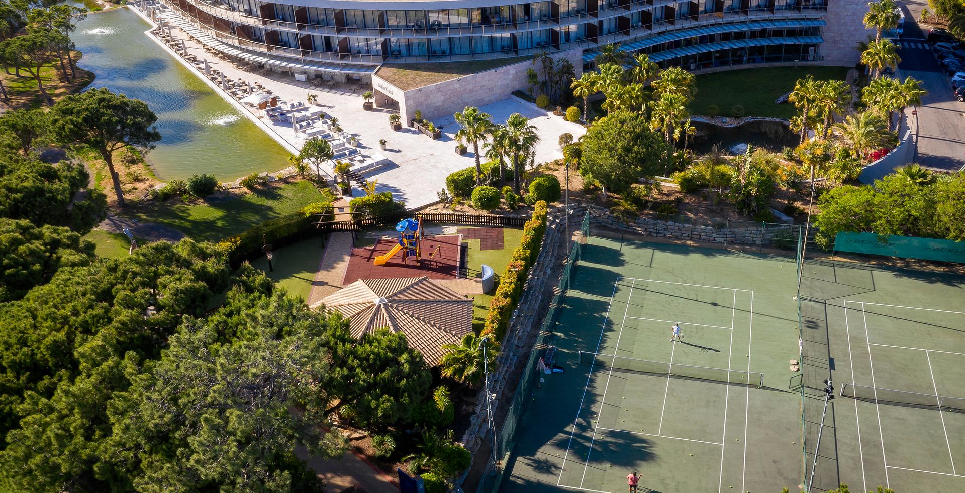 Aerial view of the tennis courts