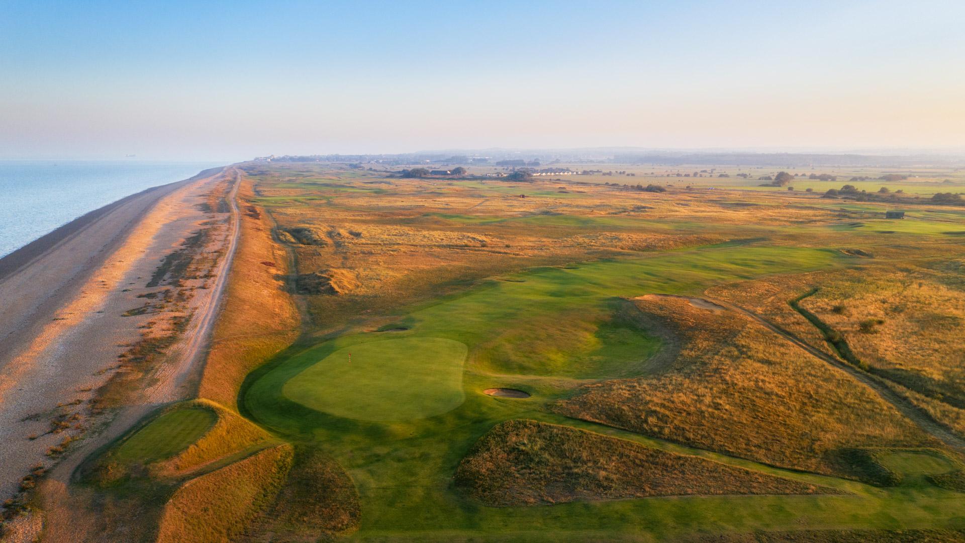 Coastal golf course with dramatic views of the sea.