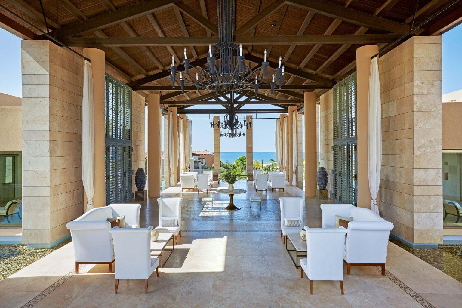 Outdoor seating area at the resort with grand chandlers and sea views