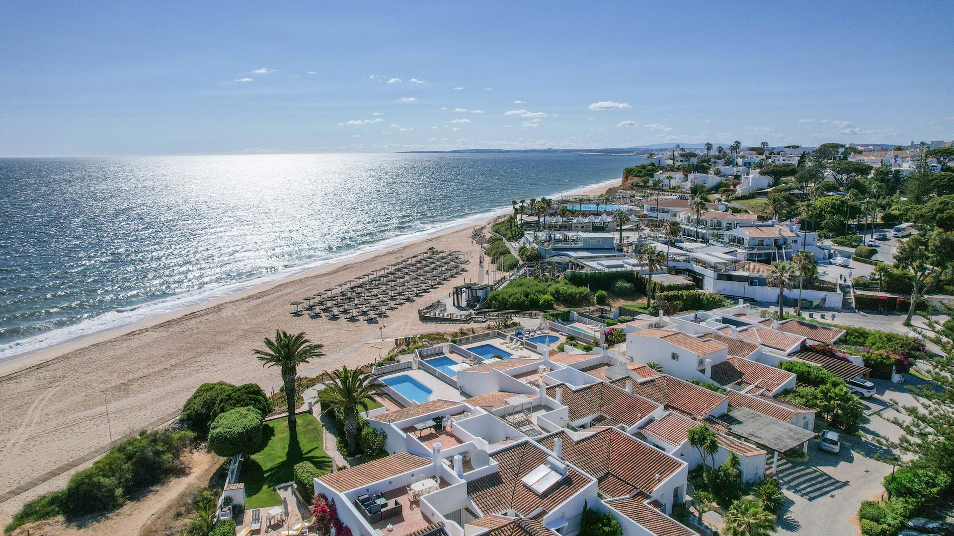 Aerial view of Vale do Lobo Resort on the beach
