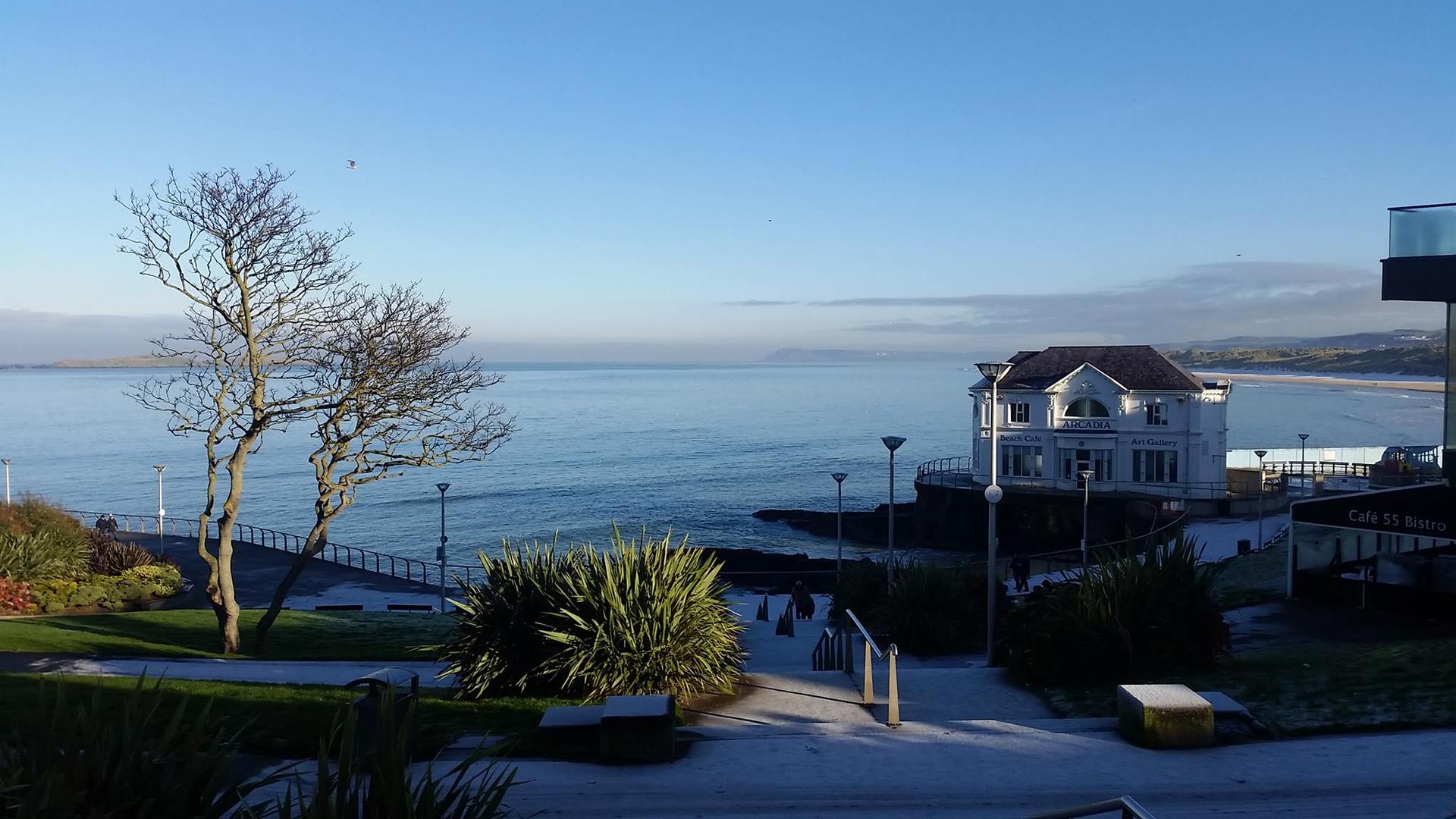 Seaside town view along the northern Irish coast