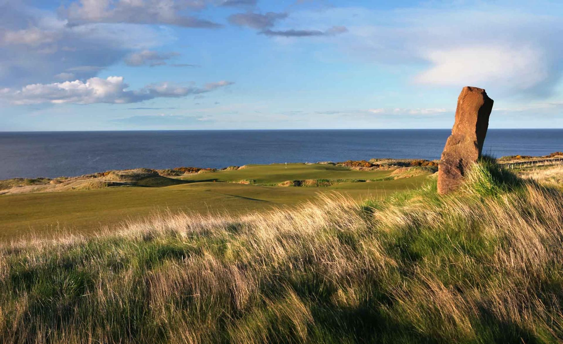 Links course with sea views in the background at the Castle Course St. Andrews