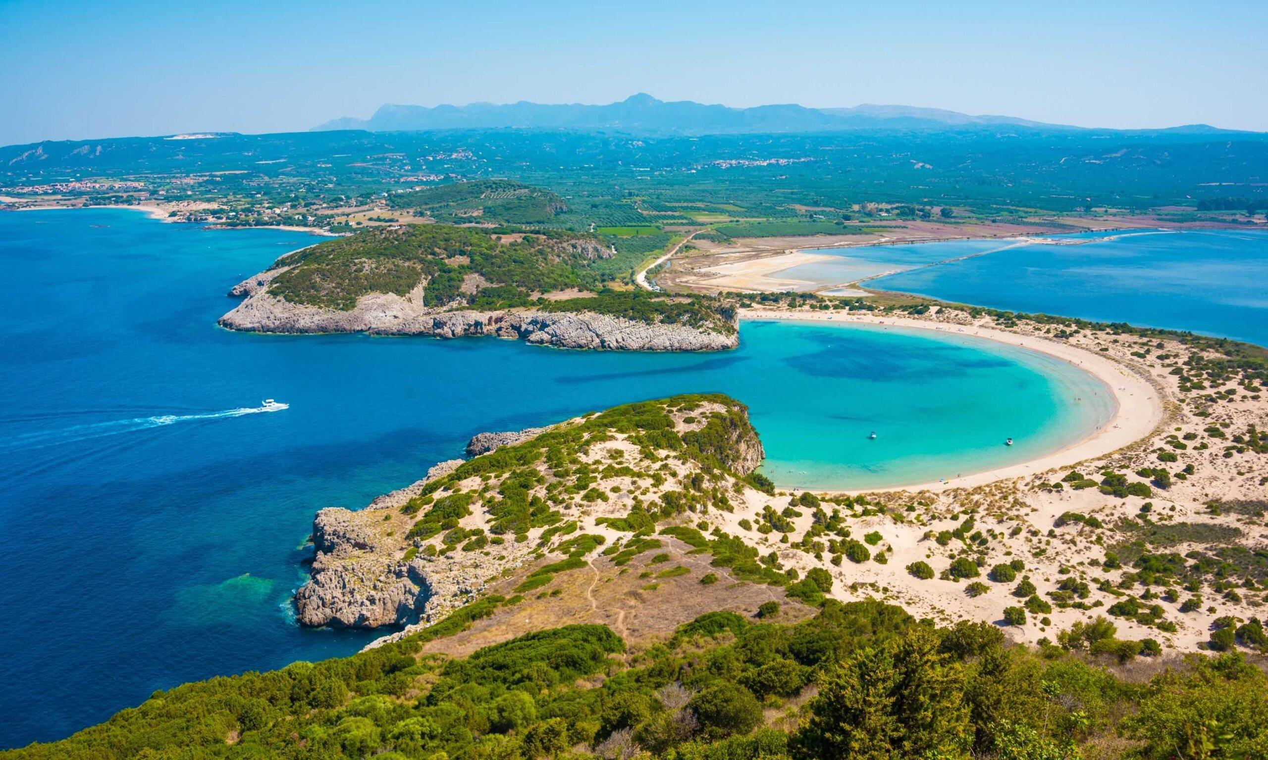 Overhead view of a beach in Kalamata
