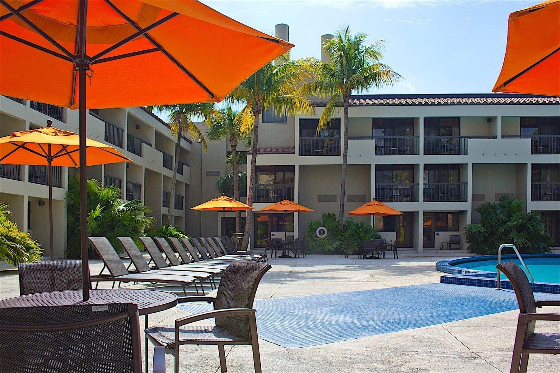 Pool area with outdoor seating